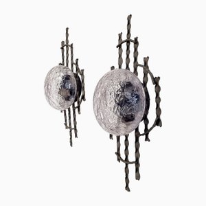 Mid-Century Brutalist Wall Lamps, Italy, 1960s, Set of 2