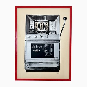 Silver Game Machine, 1970s, Color Lithograph, Framed
