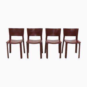 Saddle Leather Model S91 Dining Chairs by Giancarlo Vegni for Fasem, 1980s, Set of 4