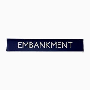 Ultra Embankment Blue and White Cartridge Paper London Underground Sign, 1970s