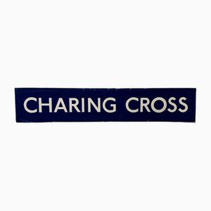 Ultra Charing Cross Blau-weißes Patronenpapier London Underground Sign, 1970er