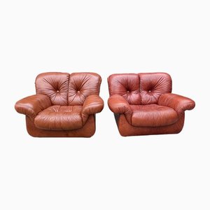 Mid-Century Leather Armchairs, 1970s, Set of 2