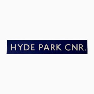 Ultra Hyde Park Corner Blue and White Cartridge Paper London Underground Sign, 1970s