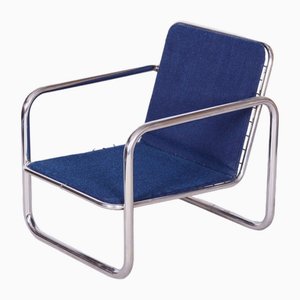 Fauteuil Bauhaus en Acier Plaqué Chrome, République Tchèque, 1950s