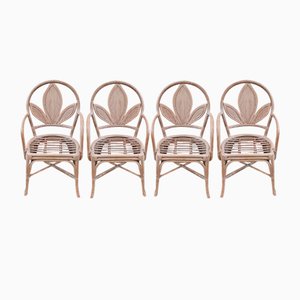 Vintage Italian Bamboo Dining Chairs, 1960s, Set of 4