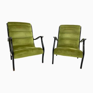 Living Room Chairs with Ribbed Backrests by Ezio Longhi for Elam, Italy, 1960s, Set of 2