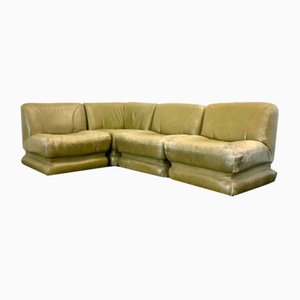 Vintage Italian Modern Modular Leather Lounge Sofa in the style of Rino Maturi, 1970, Set of 4