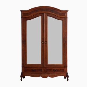 Glass and Wood Wardrobe with Mirror