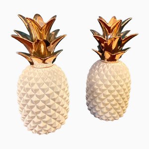 Decorative Pineapples in Biscuit and Porcelain, Set of 2