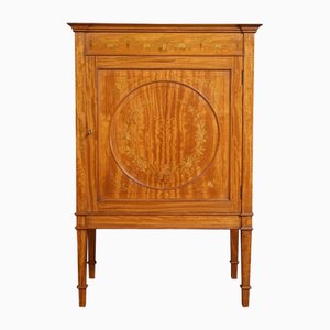 Sheraton Revival Satinwood Inlaid Side Cabinet, 1890s