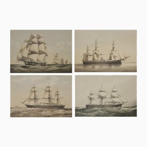Ships, Lithographs, Set of 4