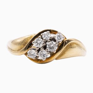 Vintage 14k Yellow Gold Diamond Ring, 1970s