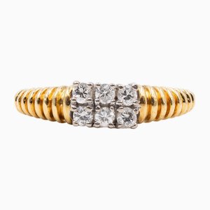 Vintage 18k Yellow Gold Diamond Ring, 1970s