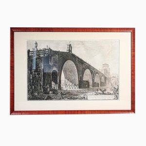 Giovanni Battista Piranesi, View of the Molle Bridge, Etching, 1700s, Framed