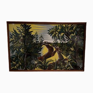 Mid-Century Tapestry on Panel by Roga