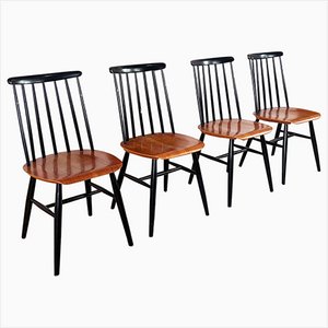 Scandinavian Fannet Spindle Chairs by Tapiovaara, 1960s, Set of 4