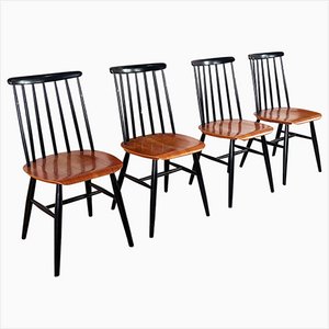 Skandinavische Fannet Spindle Chairs von Tapiovaara, 1960er, 4er Set