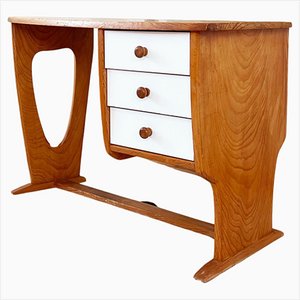 Vintage Pine Writing Desk in the style of Guillerme & Chambron, 1980s