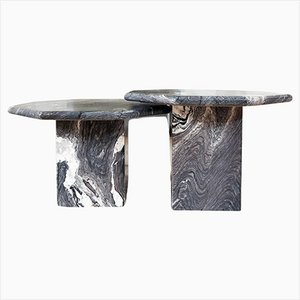 Vintage Marble Cocktail Nesting Tables, 1970s, Set of 2