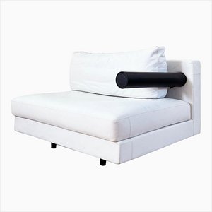 Sillón vintage de cuero blanco de Antonio Citterio para B&B Italia, años 80