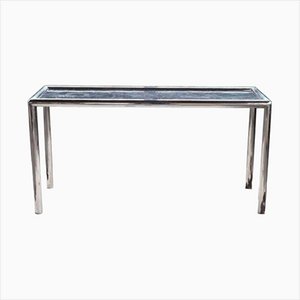 Table Console Tubo Vintage en Chrome et Marbre, 1970