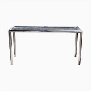 Vintage Tubo Chrome and Marble Console Table, 1970