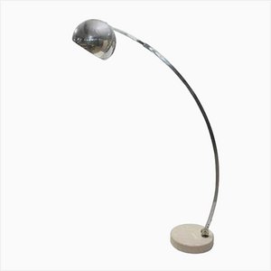 Midcentury Italian Arco Chrome and Marble Adjustable Eyeball Floor Lamp, 1970s