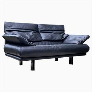 Vintage Black Leather Convertible Sofa Paolo Piva for B&B Italia, 1980s