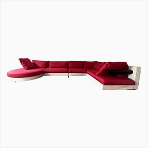 Vintage Sofa in Maroon and Eggshell by Antonio Citterio for B&B Italia, 1980s