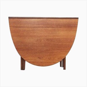 Mid-Century Danish Modern Teak Oval Drop Leaf Table, 1960s