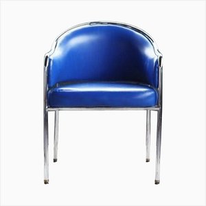 Vintage Royal Blue Chrome Armchair, 1980s