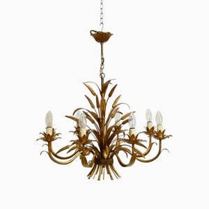 Large Gold-Plated Metal 8-Arm Chandelier by Hans Kögl, 1970s