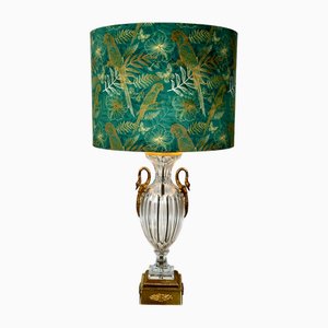 Lampada neoclassica in cristallo Baccarat e bronzo, anni '70