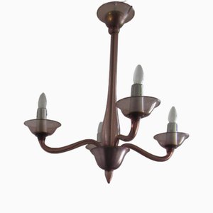 Lampada vintage in vetro viola trasparente, anni '40