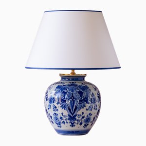 Lámpara de mesa vintage azul de Royal Delft Vase, 1974