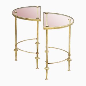 Mid-Century Neoclassical Brass and Glass Nightstands from Maison Baguès, 1950, Set of 2