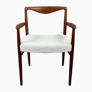 Scandinavian Armchair in Teak and Bouclé Fabric attributed to Kaï Lyngfeldt for Søren Wiladsen, 1960s