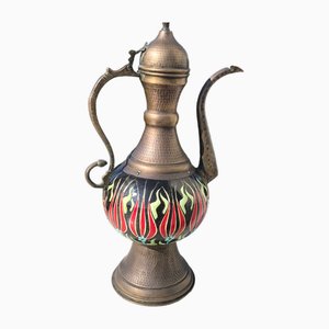 Große Türkische Ethnische Vintage Handgemachte Keramik Kanne