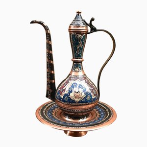 Turkish Handmade Floral Pitcher with Plate