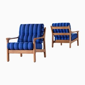 Chaise Vintage à Rayures Bleues, 1960s