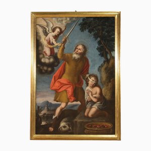 Artista italiano, Sacrificio de Isaac, 1660, óleo sobre lienzo, enmarcado