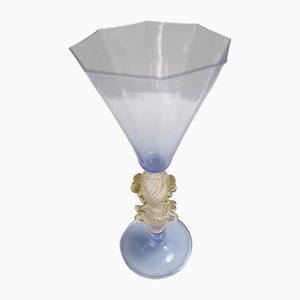 Octagonal Tipetto Goblet in Light Blue Murano Glass, Italy, 2000s