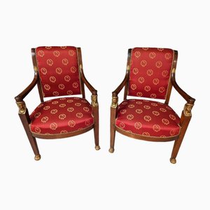 Egyptian Revival Empire Armchairs, Set of 2