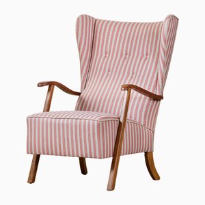 Wingback Chair with Stripes