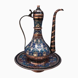 Turkish Handmade Inlaid Pitcher with Plate