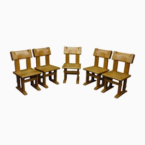 Oak Dining Chairs, 1980s Set of 5
