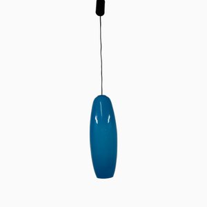 Longue Suspension en Verre Bleu, Italie, 1960s