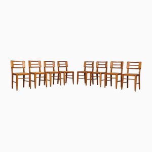 Esszimmerstühle aus Eiche & Stroh von Pierre Cruège, Frankreich, 1950er, 8er Set