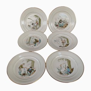 6 Assiettes à Dessert en Faïence Villeroy et Boch par Gaston Le Beuze pour Villeroy & Boch, 1940s, Set de 6