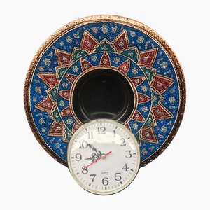 Handmade Wall Clock in Metal and Colorful Copper